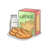 cereal box, pastry with milk illustration vector