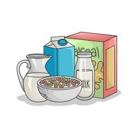 cereal with milk illustration vector