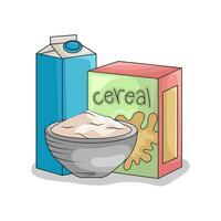 cereal box with milk illstration vector