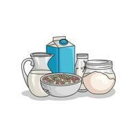 cereal in bowl with milk illustration vector