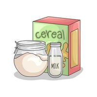 cereal box with milk illstration vector