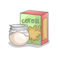 cereal box with milk illstration vector