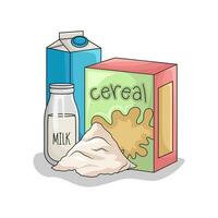 cereal box with milk illstration vector