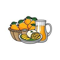 mango fruit with juice mango illustration vector