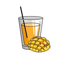 juice mango with mango slice illustration vector