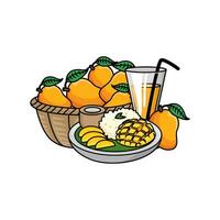 mango fruit, juice mango with mango food illustration vector