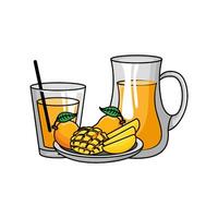 jugo mango con mango Fruta en plato ilustración vector