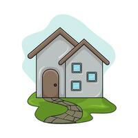 house with grass   illustration vector
