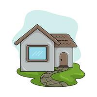 house with garden illustration vector