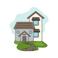 house with grass   illustration vector