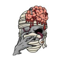zombie with brain  halloween  illustration vector