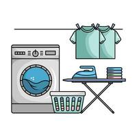 washing machine with laundry illustration vector