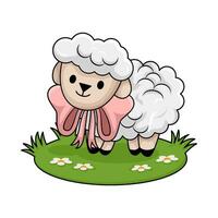 sheep in garden illustration vector