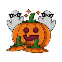 pumpkin halloween with ghost illustration vector