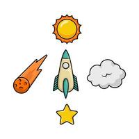 rocket with space illustration vector