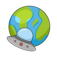 ufo with planet illustration vector