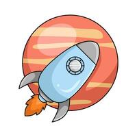 rocket with planet illustration vector