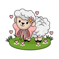 sheep in garden illustration vector