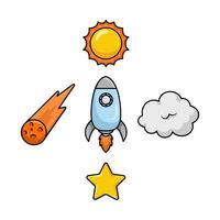 rocket in space illustration vector