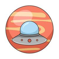 ufo with planet illustration vector