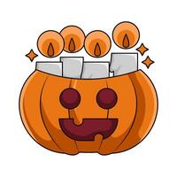 pumpkin halloween with candle illustartion vector