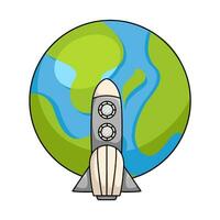 rocket with space illustration vector