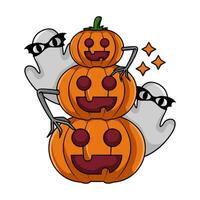 pumpkin halloween with ghost illustration vector