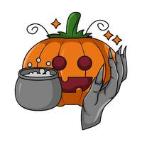 20pumpkin halloween , hand with potion illustration vector
