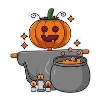 potion, candle with scarecrow pumpkin illustration vector