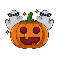 pumpkin halloween with ghost illustration vector