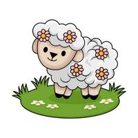 sheep in garden illustration vector