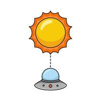 ufo with sun illustration vector