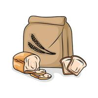 flour  wheat packaging with bread illustration vector