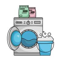 Lavado máquina con detergente ilustración vector