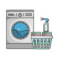 Lavado máquina con lavandería ilustración vector