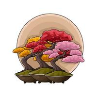 bonsai flower illustartion vector