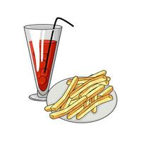 french fries with drink illustration vector