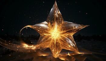 AI generated 3d star spark smoke luxury gold photo