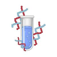 laboratorio poción botella con molécula ilustración vector