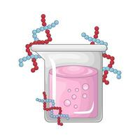 laboratorio poción botella con molécula ilustración vector