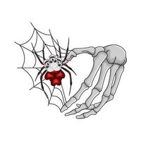 spider in hand bone illustration vector
