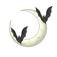 Luna con murciélago ilustración vector