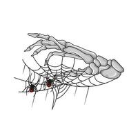 rojo araña en araña web con hueso ilustración vector