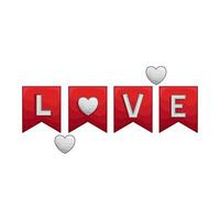 love text in ribbon flag decoration illustration vector