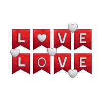 love text in ribbon flag decoration illustration vector