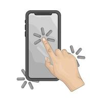 hand touch mobile phone illustration vector