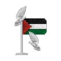 bandera Palestina con pájaro ilustración vector