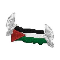 flag palestine with bird illustration vector