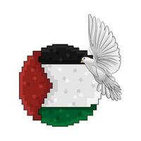 bandera Palestina con pájaro ilustración vector