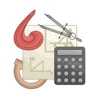 ruler , period, calculator with paper geometry illustration vector